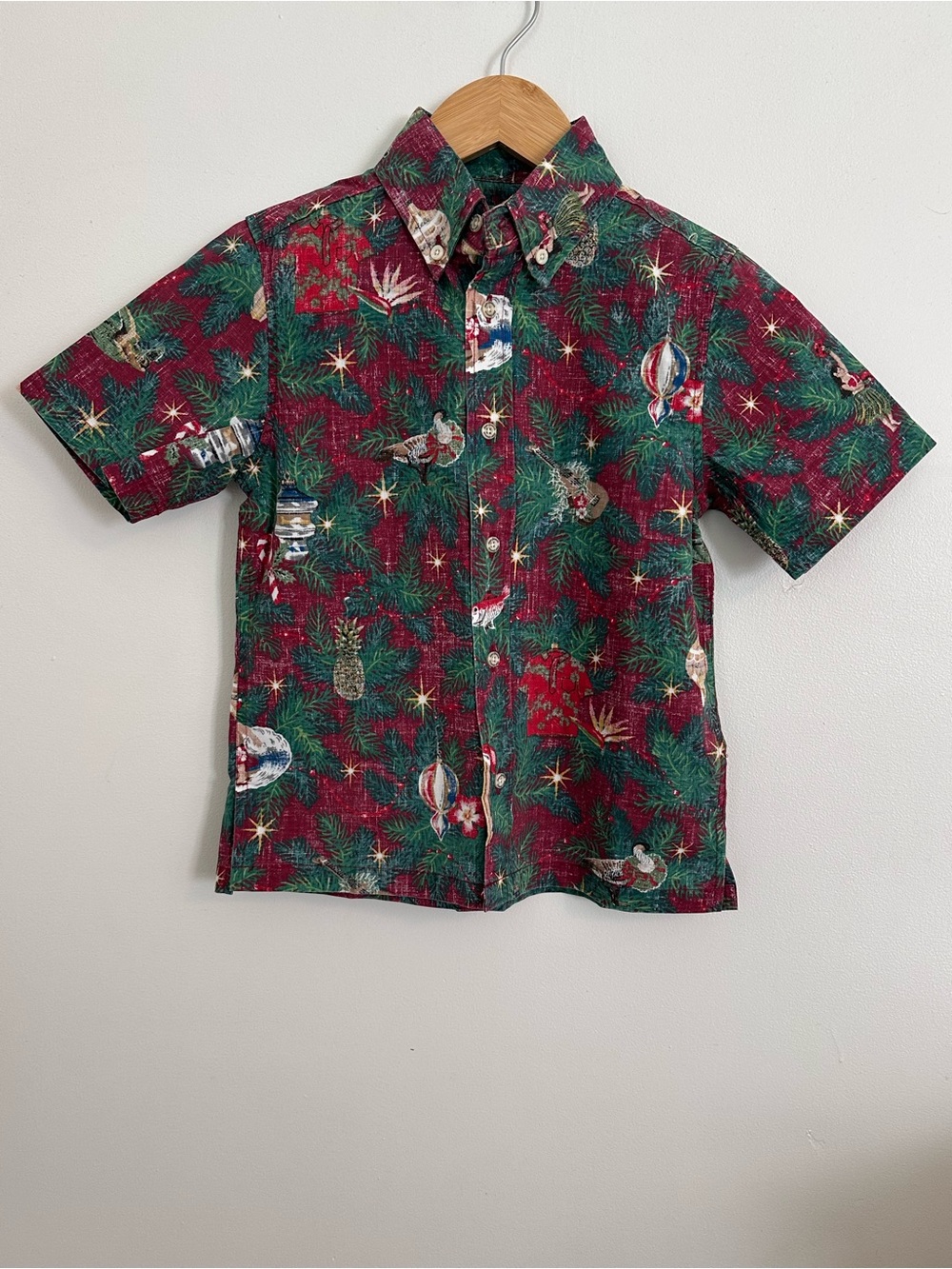 Reyn Spooner Mele Kalikimaka Christmas Hawaiian Button Shirt Boys S